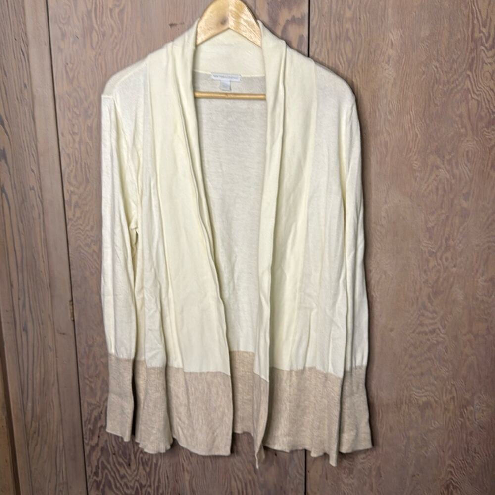 New York & Company Cream Tan Open Front Sweater Size Large